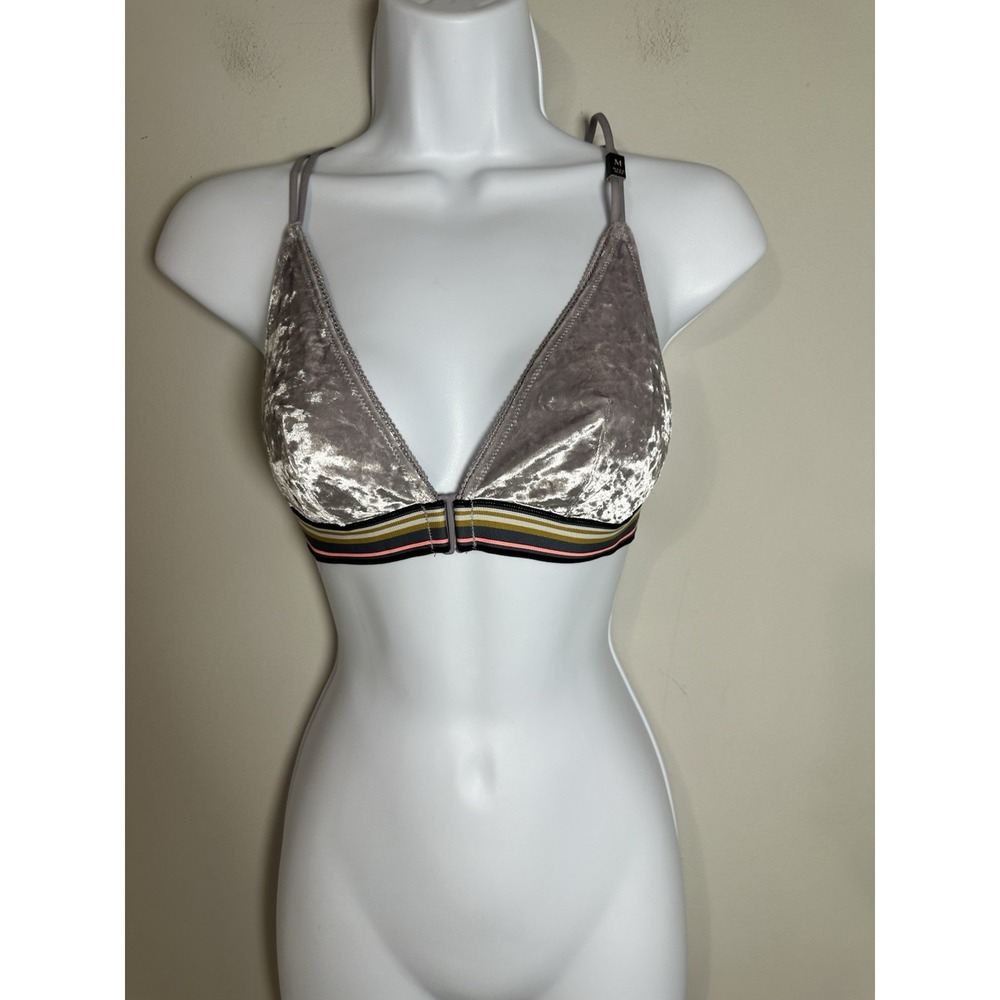 NWT Victoria's Secret Velvet Bralette – 90s Style Gray Taupe Triangle Bra Size M